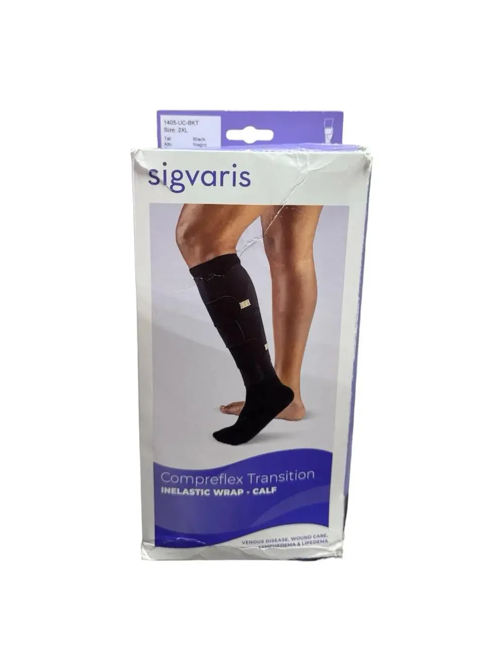 (RA) Sigvaris Compreflex Transition Calf Wrap Inelastic Black 2XL T 1405-UC-BKT